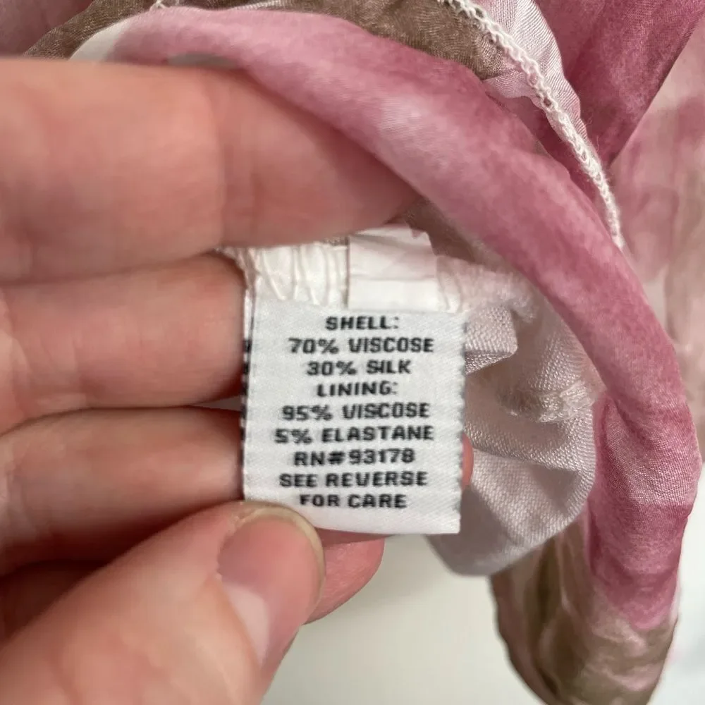 Belle France Silk Blend Rose pattern Coquette Girl Sleeveless Flowy Blouse
